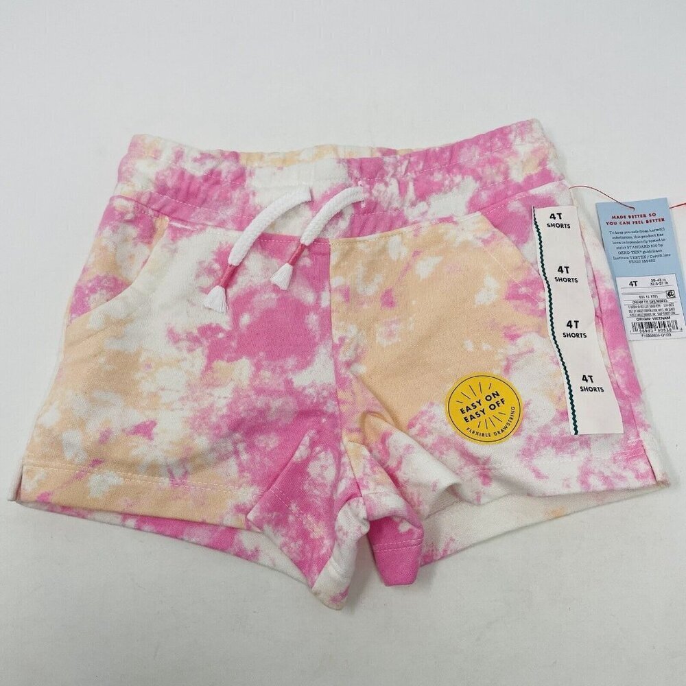 Cat‎ & Jack Toddler Girls Size 4T Tie Dye Drawstring Knit Shorts in Cream 2496